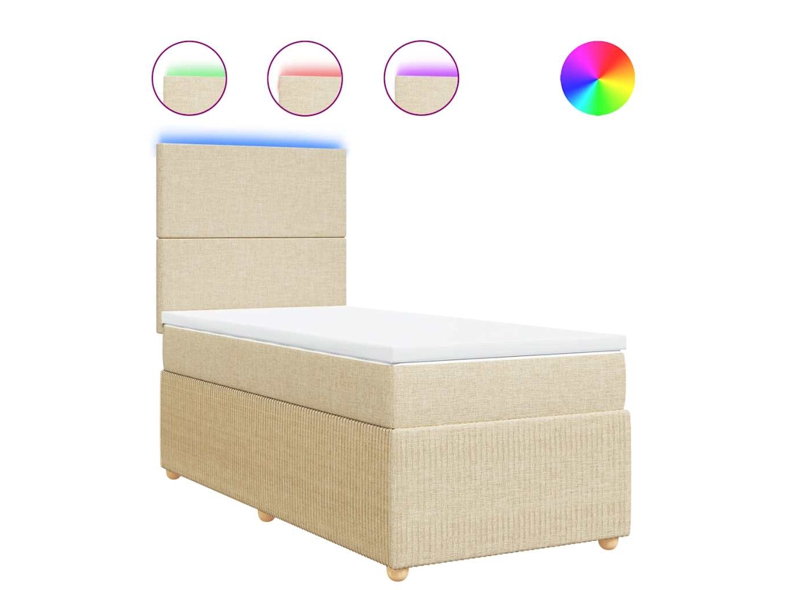 Maison Exclusive - Cama Box Spring Con Colchón Tela Color Crema 90x200 Cm
