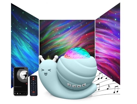 Luz nocturna con proyector de estrellas, luces de proyector 4 en 1 Aurora Galaxy, luces nocturnas de caracol para niños para dormitorio con control...