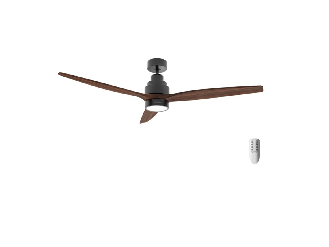 Cecotec Ventilador De Techo Con Luz Energysilence Aero 5300 Black&amp;wood Design. 30w, Diámetro 52” Con 3 Aspas, Motor Dc, Luz Led