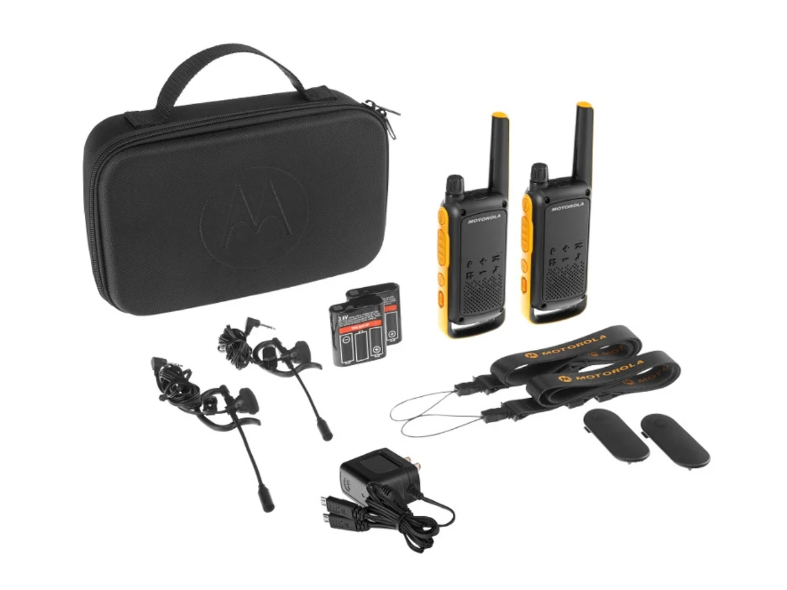 Walkie-talkie MOTOROLA T82 Extreme Duo (16 Canales - 121 Sub-Canales - 10 Km - Hasta 18h de autonomía - Negro)