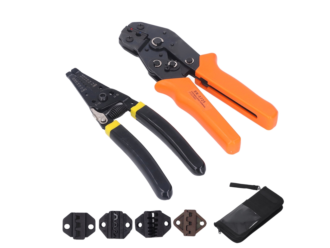 Kit De Herramientas Para Crimpar Cables Con 4 Mordazas Intercambiables, Pelacables Y Alicates Para Terminales.