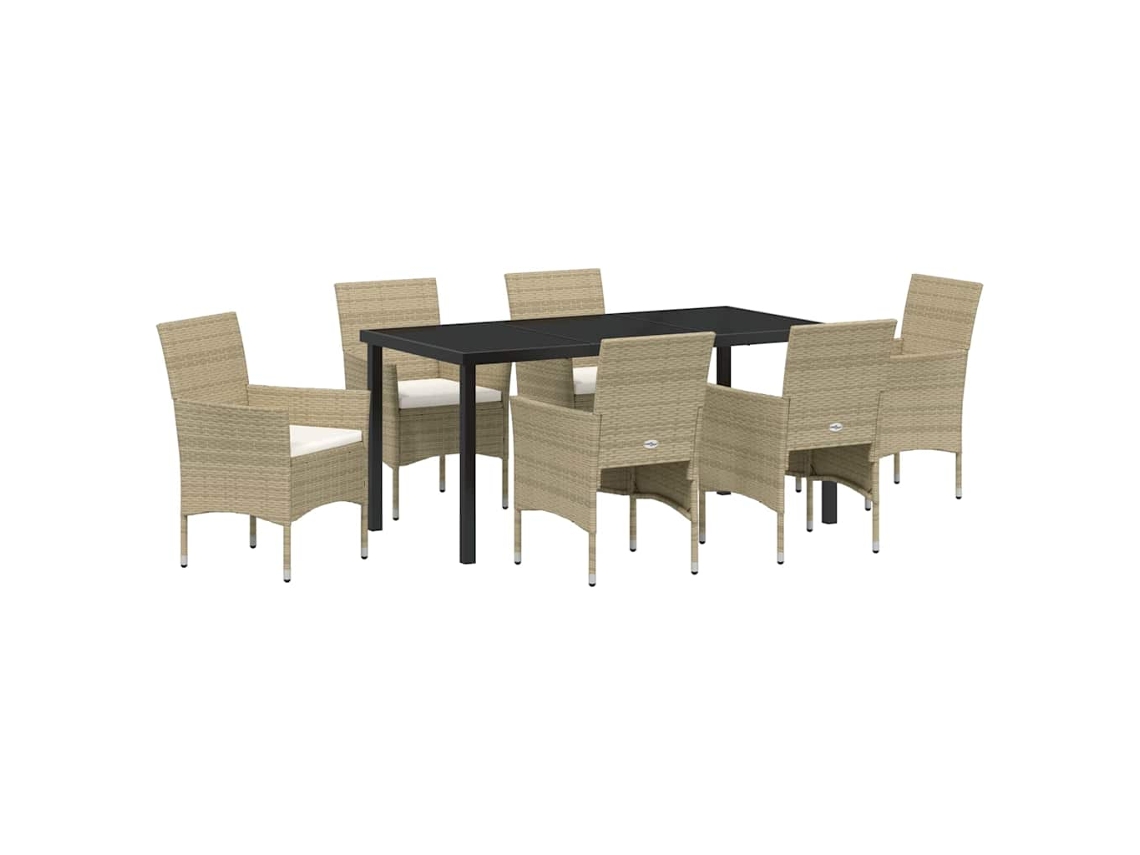 Maison Exclusive - Conjunto De Comedor De Jardín 7 Pcs Beige Ratán Sintético
