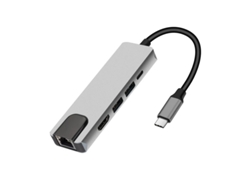 Concentrador USB-C 5 en 1, adaptador multipuerto Ethernet USB 3.1, base HDMI compatible con MacBook Pro/Air, Chromebook, Dell XPS, HP y dispositivos YIZHOOD