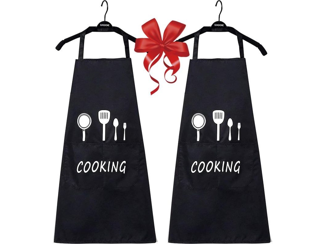 2026-40494-delantales Cocina Impermeables Para Mujer Y Hombre Talla Única Con 1 Bolsa Grande Paquete De 2 Negro