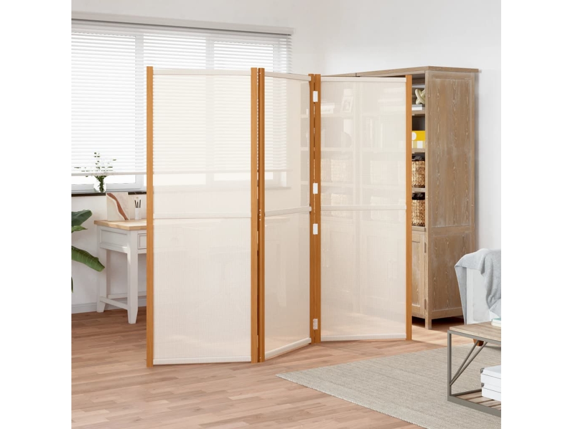 Biombo/Pantalla plegable de 3 paneles 210x180 cm blanco crema Wsd956371 Adorável Casa