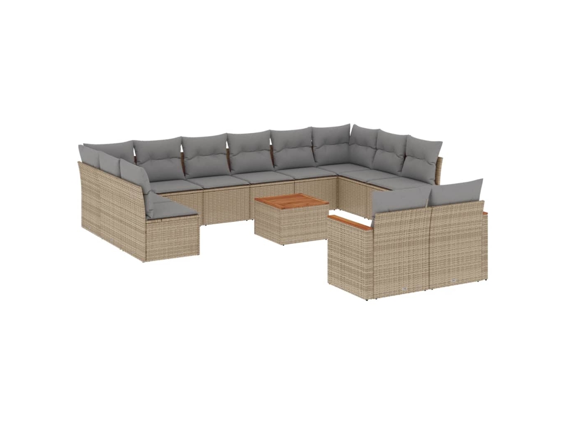 Maison Exclusive - Juego De Sofás Jardín Con Cojines Beige Mezcla 13 Pzas Ratán Pe