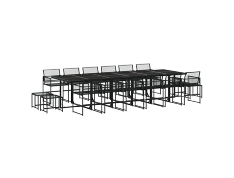 Conjunto 17 de comedor de jardín VIDAXL ratán sintético negro