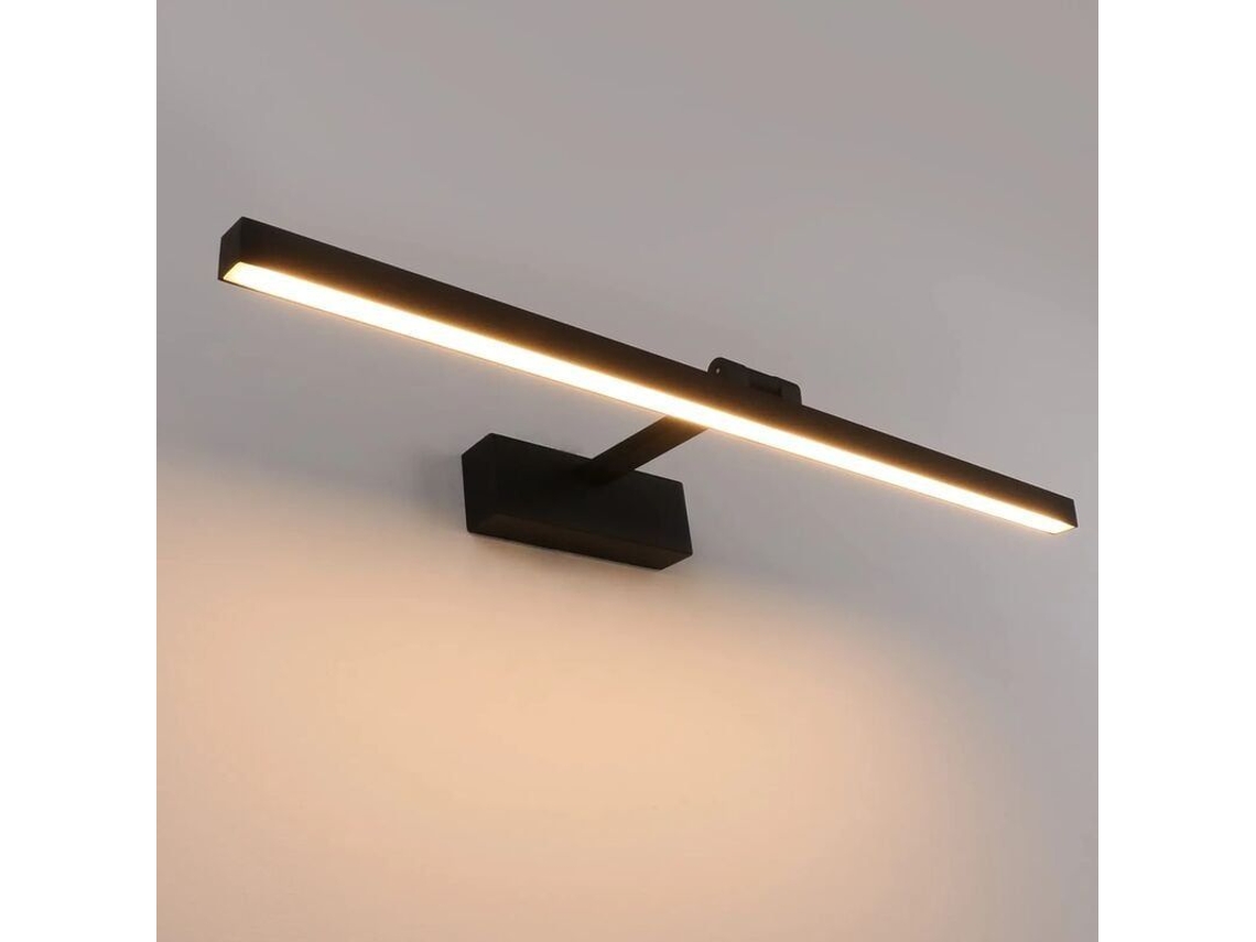 Espejo De Baño Led De 50 Cm Y 12 W, Resistente Al Agua (ip44), Luz Blanca Cálida De 3000 K, Giratorio 180°.