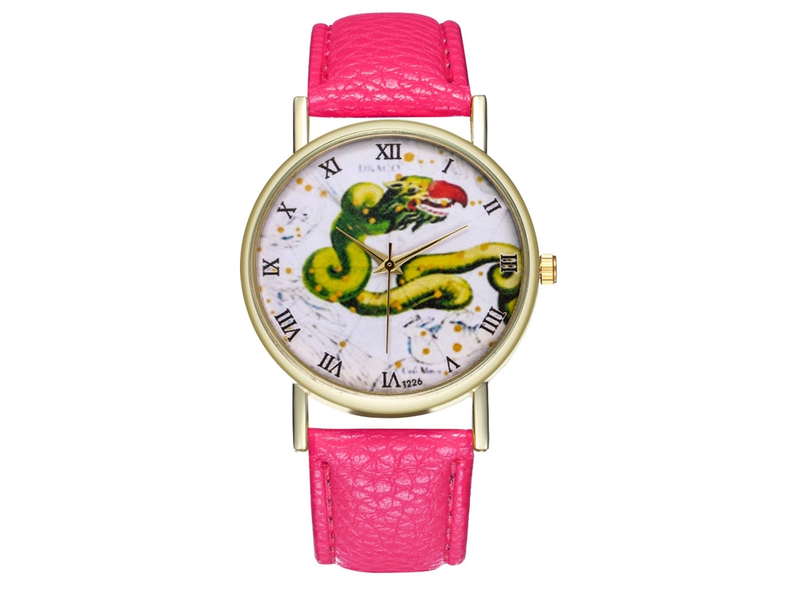 Reloj De Pulsera Analógico De Dial Redondo De Cuarzo Moda (rojo Rosa)