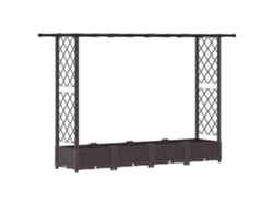 Cama elevada Vidaxl con estructura de soporte y techo marrón 203 x 40 x 123 cm