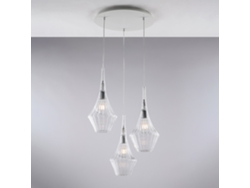 Zeus - Suspensión De Hierro Con Cristal Pyrex Transparente 3 Luces 149 - Ø50 - Bl270-s3-tr