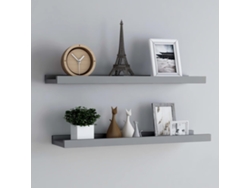 Estantería con borde (2 unidades, 80 x 9 x 3 cm, MDF, gris, DKD Home Decor)