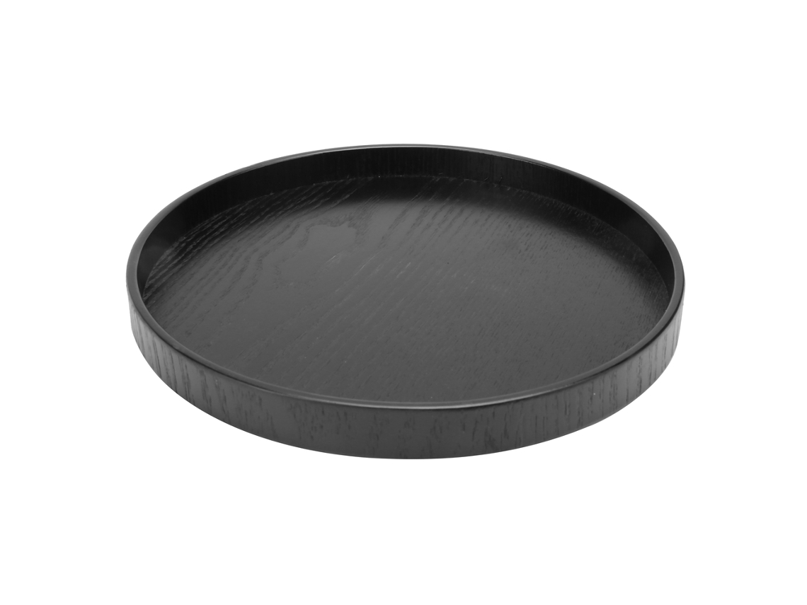 Plato De Madera Redondo Negro Para Taza De Té Portavasos 24cm Para Cafetería Y Tetería