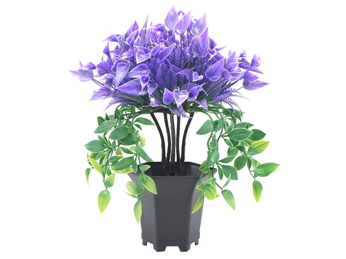 Planta artificial en maceta para decoración del hogar y la oficina (morada)