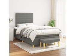 Cama Box Spring Con Colchón Tela Gris Oscuro 120x200 Cm