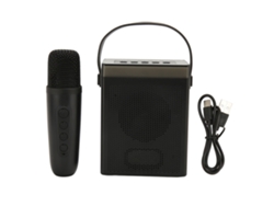 Set De Máquina De Karaoke Con Luz Rgb, Altavoz Bluetooth Recargable Y 1 Micrófono Inalámbrico - Negro