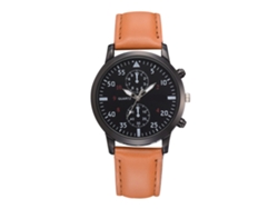 Reloj De Cuero Pu Redondo Para Hombres Moda Casual Negocios Fanteeda Café