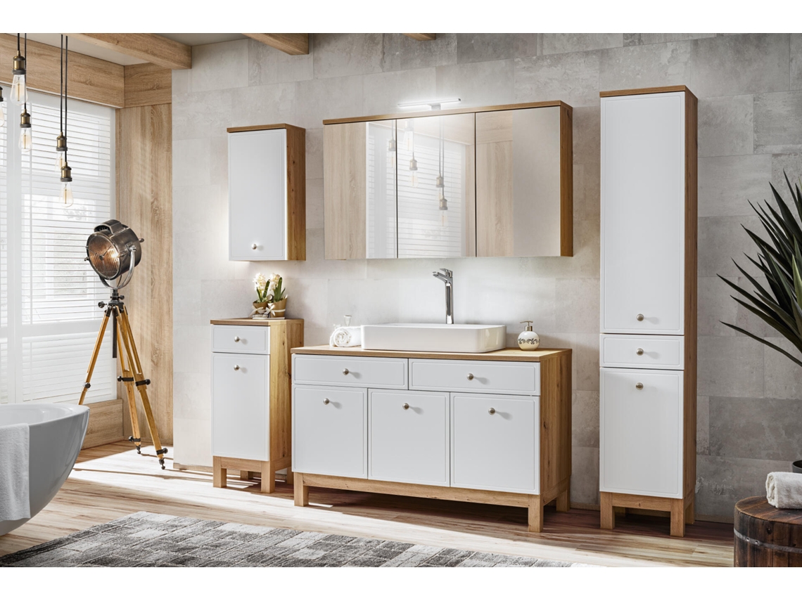 Armarios Con Espejo FURNLUX Samoa (Beige, Madera Contrachapada - 90X20X69 Cm)