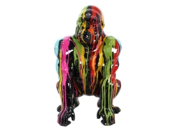 Figura Gorila Grafiti Multicolor de Resina 45*26*27cm Figura de Animal