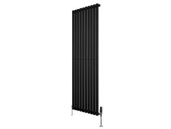 Radiador ovalado de una sola columna de 1800x600 mm - Negro, 1585 W, acero al carbono, cromado. Válvulas termostáticas, soportes y kit incluidos.