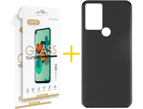 Carcasa + 2 Protectores de Pantalla para TCL 30 SE ACCETEL Negro
