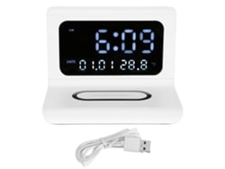 Reloj De Calendario De Escritorio Electrónico Cargador Inalámbrico Reloj Despertador Digital Regalo