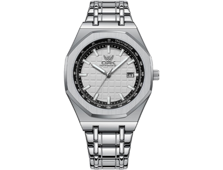 VEANXIN Relojes de pulsera impermeables con fecha de acero inoxidable-Negro
