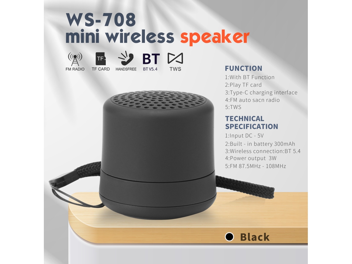 Coluna Bluetooth Eifson Ws-580 Mini Altavoz Inalámbrico, Radio Fm (negro)