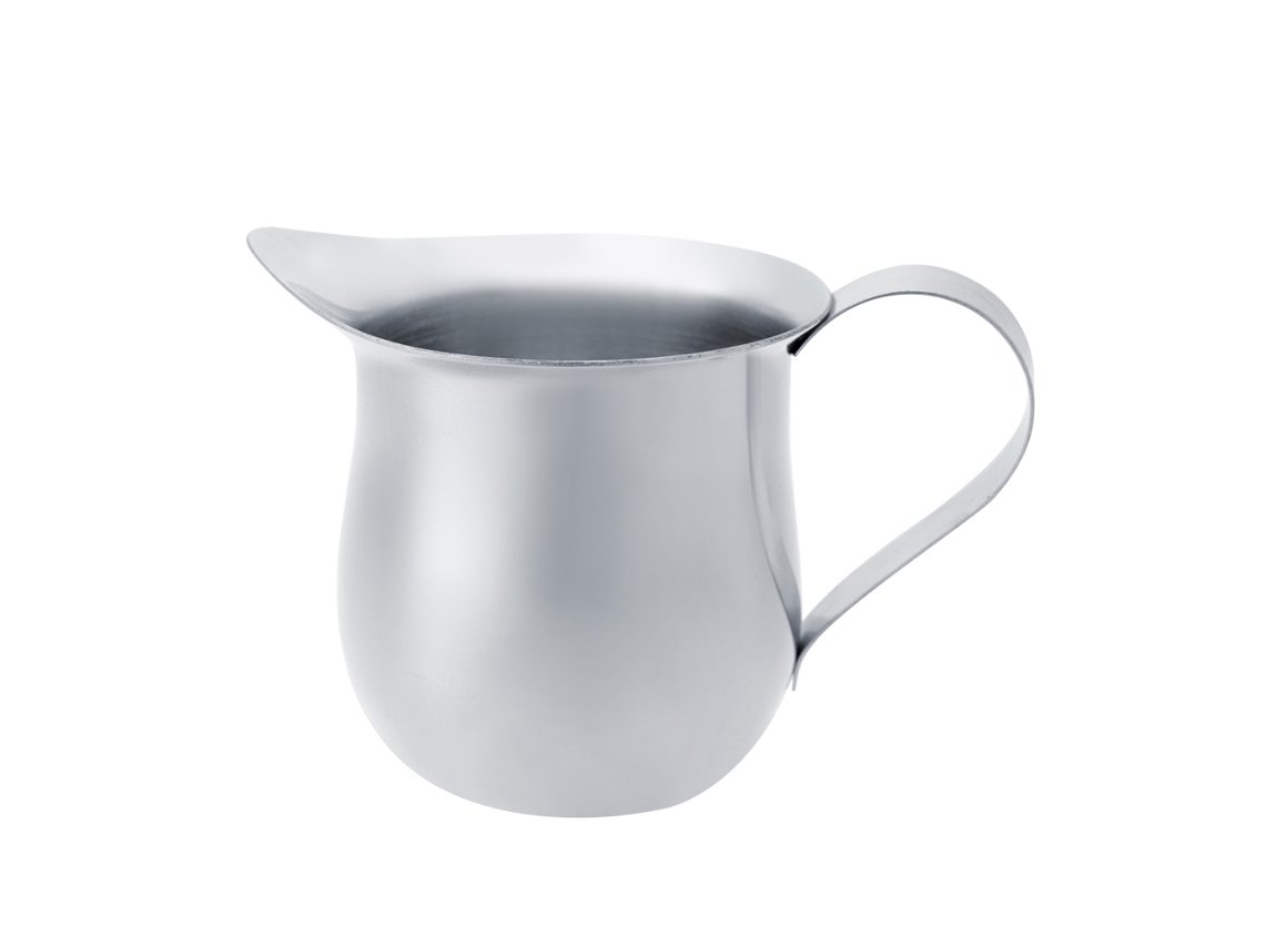Jarra de acero inoxidable para espumar leche, café, crema y espresso, color plateado (150 ml)