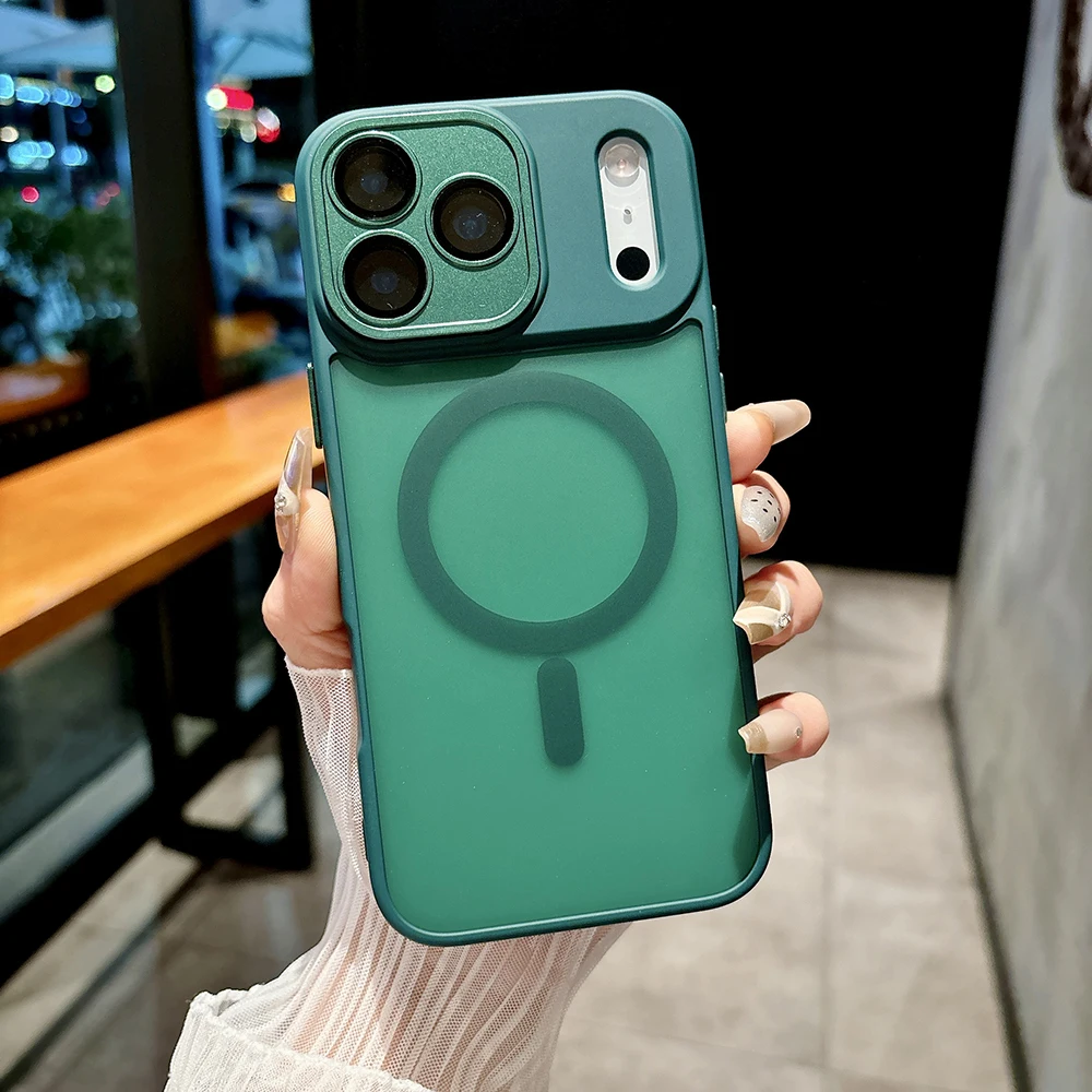 (verde Oscuro, Iphone 12 Pro Max) Funda Para Teléfono Semitransparente Mate, Compatible Con Carga Inalámbrica Magnética, Protección A Prueba De Golpes.