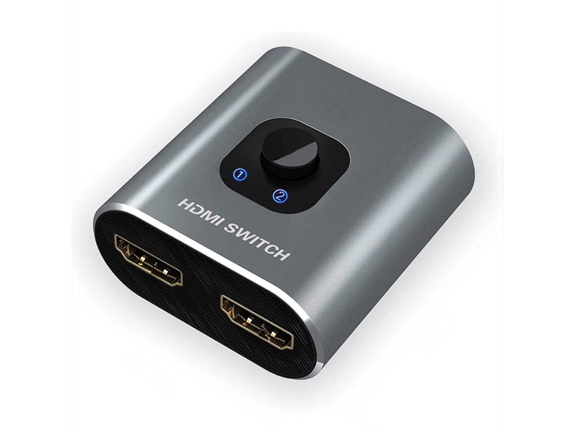 JILLIOPER Divisor HDMI 4K UHD, conmutador HDMI bidireccional para pantalla espejo, caja de aleación de aluminio de alta resolución con alimentación USB-C para c