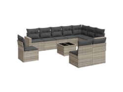 Maison Exclusive - Set De Sofás De Jardín 11 Pzas Y Cojines Ratán Sintético Gris