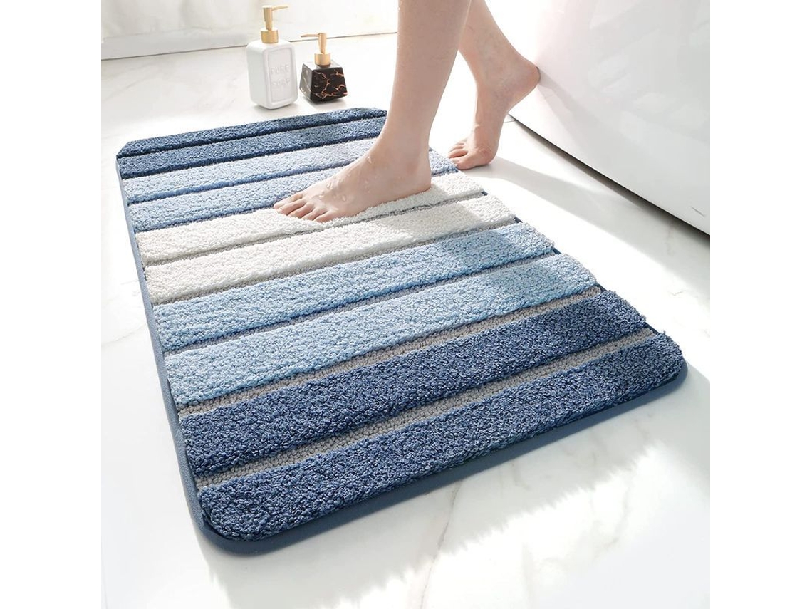 Felpudo De Baño 40x60 Cm Microfibra Absorbente Antideslizante Lavable A Máquina Azul