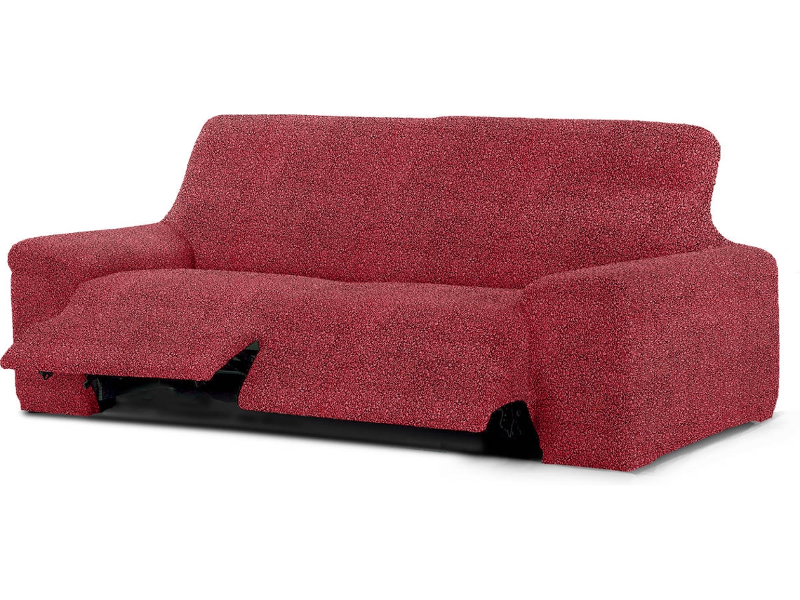 Funda Multielástica para Sofá Relax de 3 Plazas con 2 Asientos MILICA Spongy Rojo