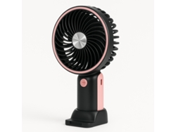 Ventilador portátil con base | Compacto, 2 velocidades, recargable, cable incluido Skyhe Hx10-1 Negro Rosa