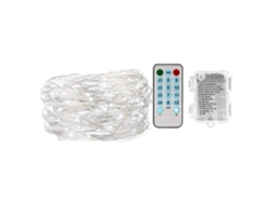 Guirnalda de luces LED de cobre activadas por sonido y luz, 10 m, 100 luces con control remoto (blanco cálido)