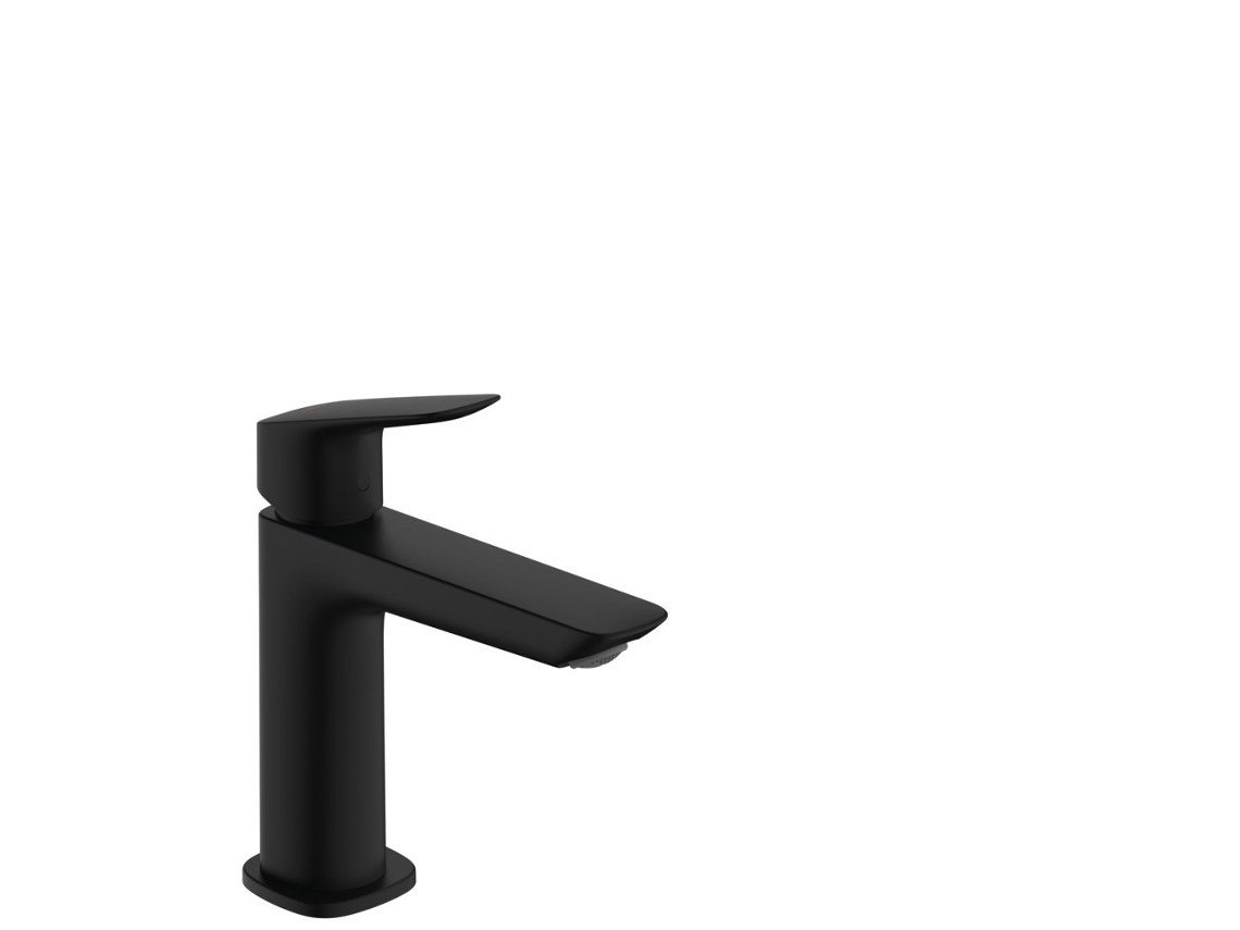 HANSGROHE Logis Fine mezclador de lavabo, ComfortZone110, sin desagüe automático, proyección 121mm, 71253, Color: negro mate