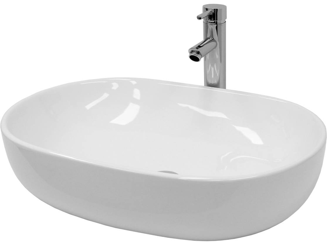 Lavabo ECD Ovalado Cerámica (Blanco - 60 x 42 x 14.5 cm)