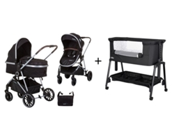 Cochecito convertible Duo Pack Aura Obsidian Silver Mini Crib Millie Black Chipolino