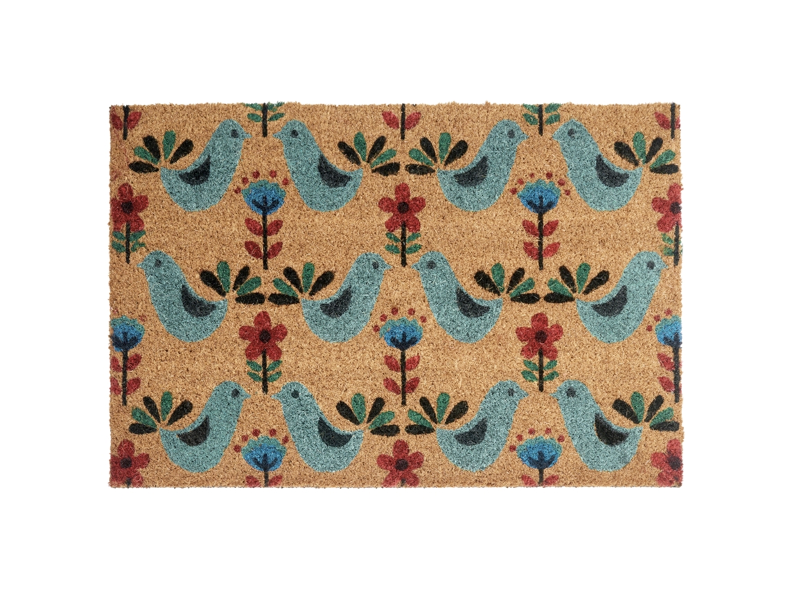 Tapete De Entrada Tanana Multicolor 40 X 60 Cm Pássaro Fibra De Coco
