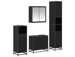 Conjunto de muebles de baño con puerta, roble negro, 4 piezas, MAISON EXCLUSIVE