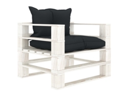 Sofá de palets para jardín con cojines de madera antracita, Dkd Home Decor