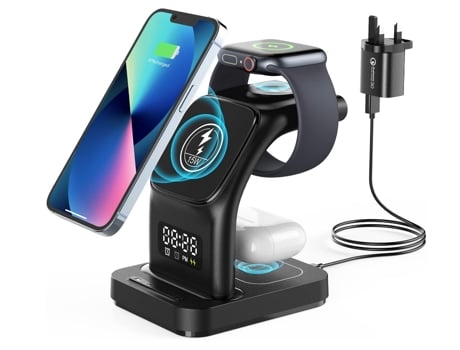 Estación de Carga Inalámbrico Inalámbrica Rápida Superior Serie Qi Reloj para iPhone 12 BISBISOUS Negro