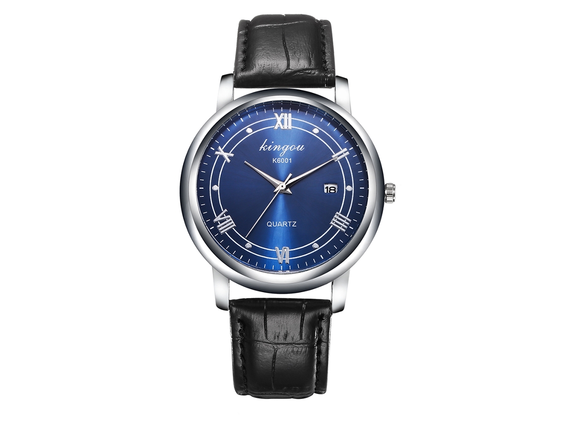Reloj De Pulsera Informal De Negocios Para Hombre, Números Romanos, Cuarzo Azul, Negro.