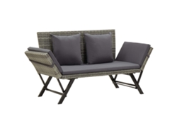 Lovely Home Banco de Jardín con Cojines 176 Cm Mimbre Pe Gris