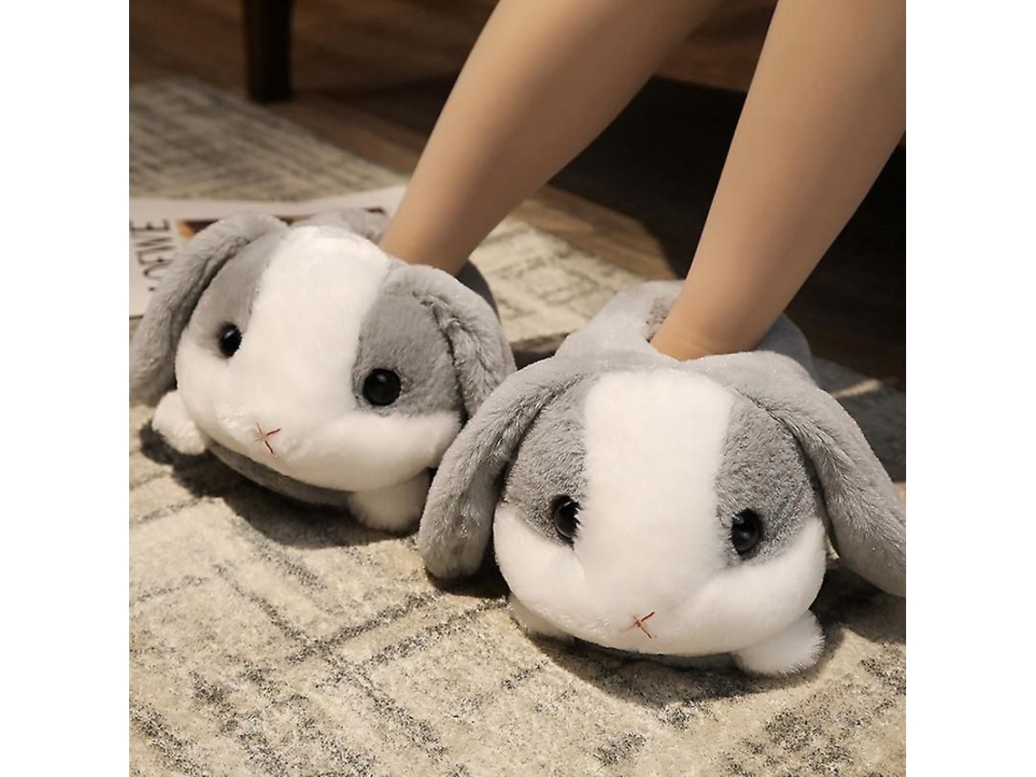 Pantuflas De Peluche Con Forma De Conejo, Hámster O Perro, Cómodas Y Antideslizantes Para El Invierno.