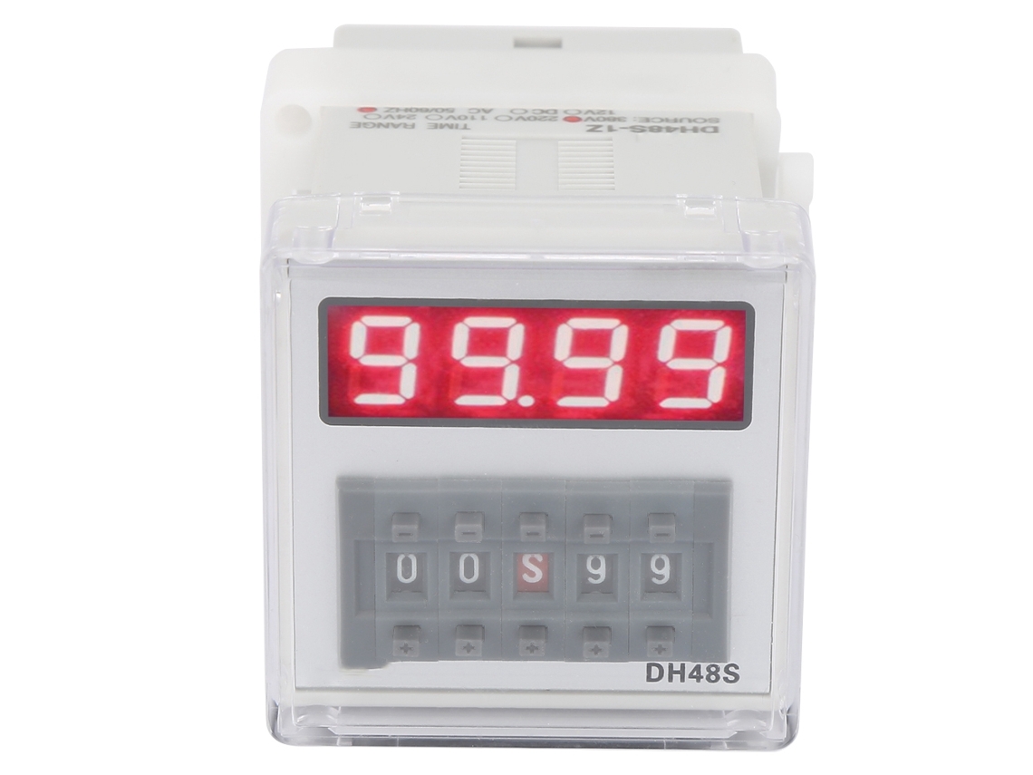 Relé Temporizador Dh48s-1z Con Pantalla Lcd, 380 Vca, Retardo De 0,01 S A 99 H/99 Min.