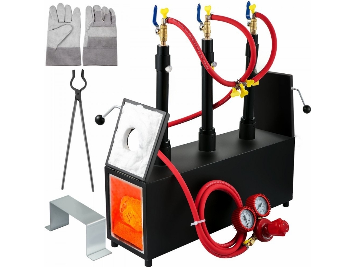 Horno de forja a gas de 15L con 3 quemadores y aislamiento de fibra Tekmaquinas