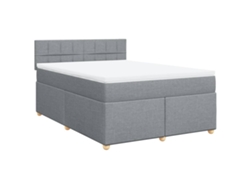 Maison Exclusive - Cama Box Spring Con Colchón Tela Gris Claro 140x190 Cm