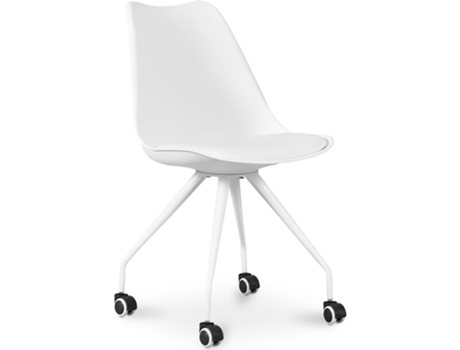 Silla de Oficina con Ruedas Silla de Escritorio Canva Blanca 60x48x80cm SCANDINAVIAN STYLE